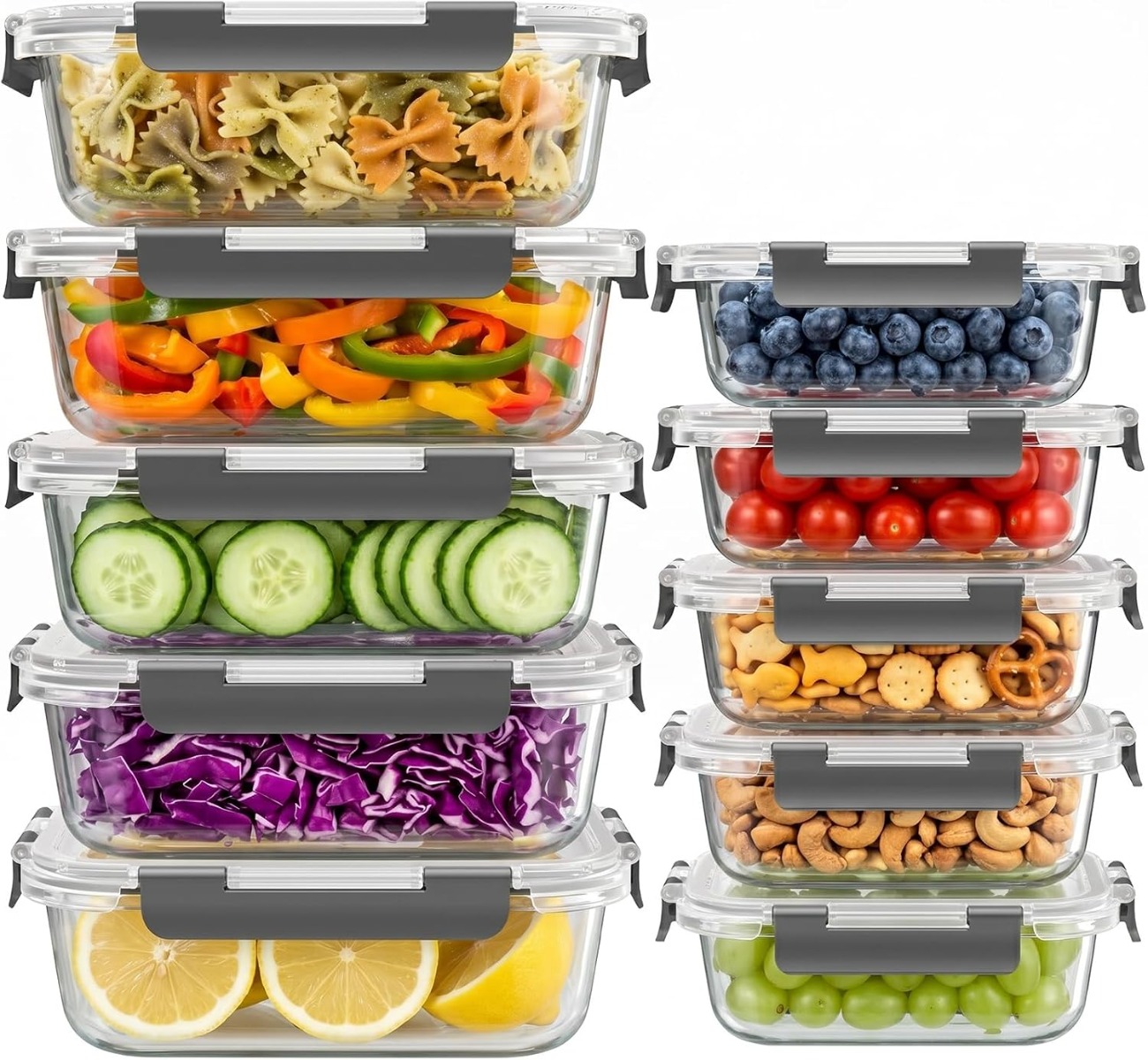 Meal Prep Glass Containers Oven Safe - 10 комплектов стеклянных контейнеров для хранения