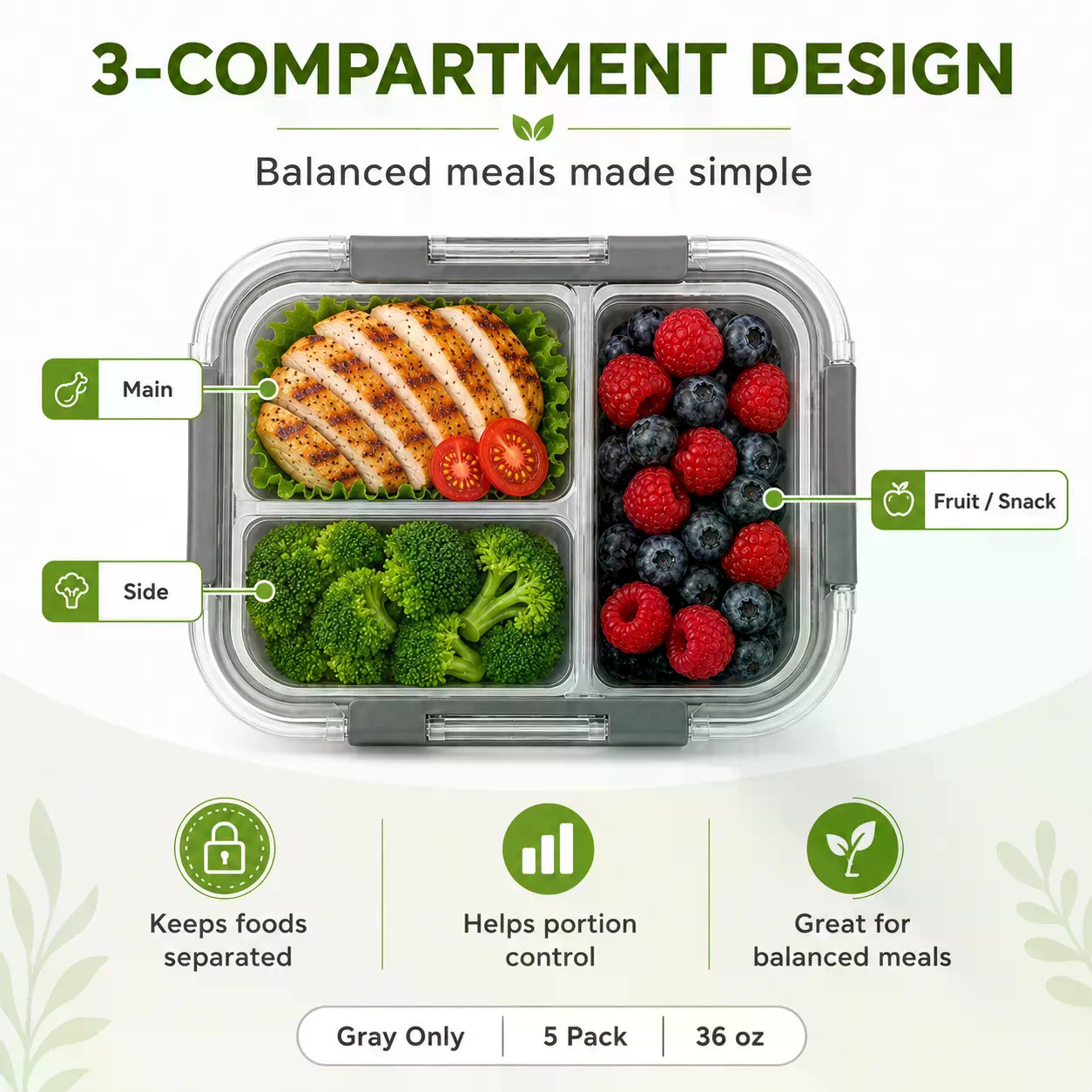 Набор из 5 прямоугольных конте – обзор и цена Meal Prep Glass Containers Oven Safe