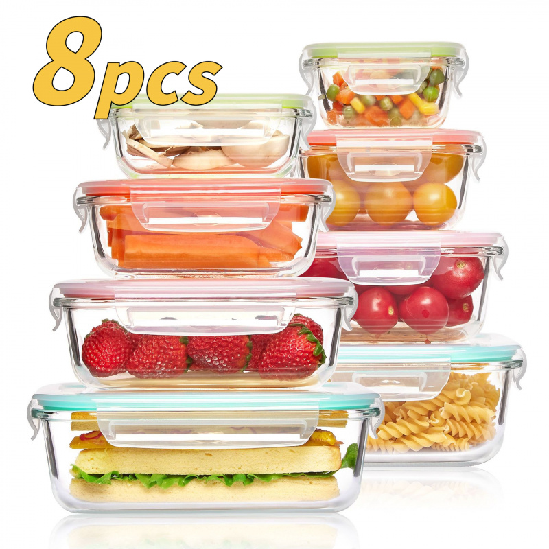 Набор из 8 герметичных стеклян – обзор и цена Meal Prep Glass Containers Oven Safe