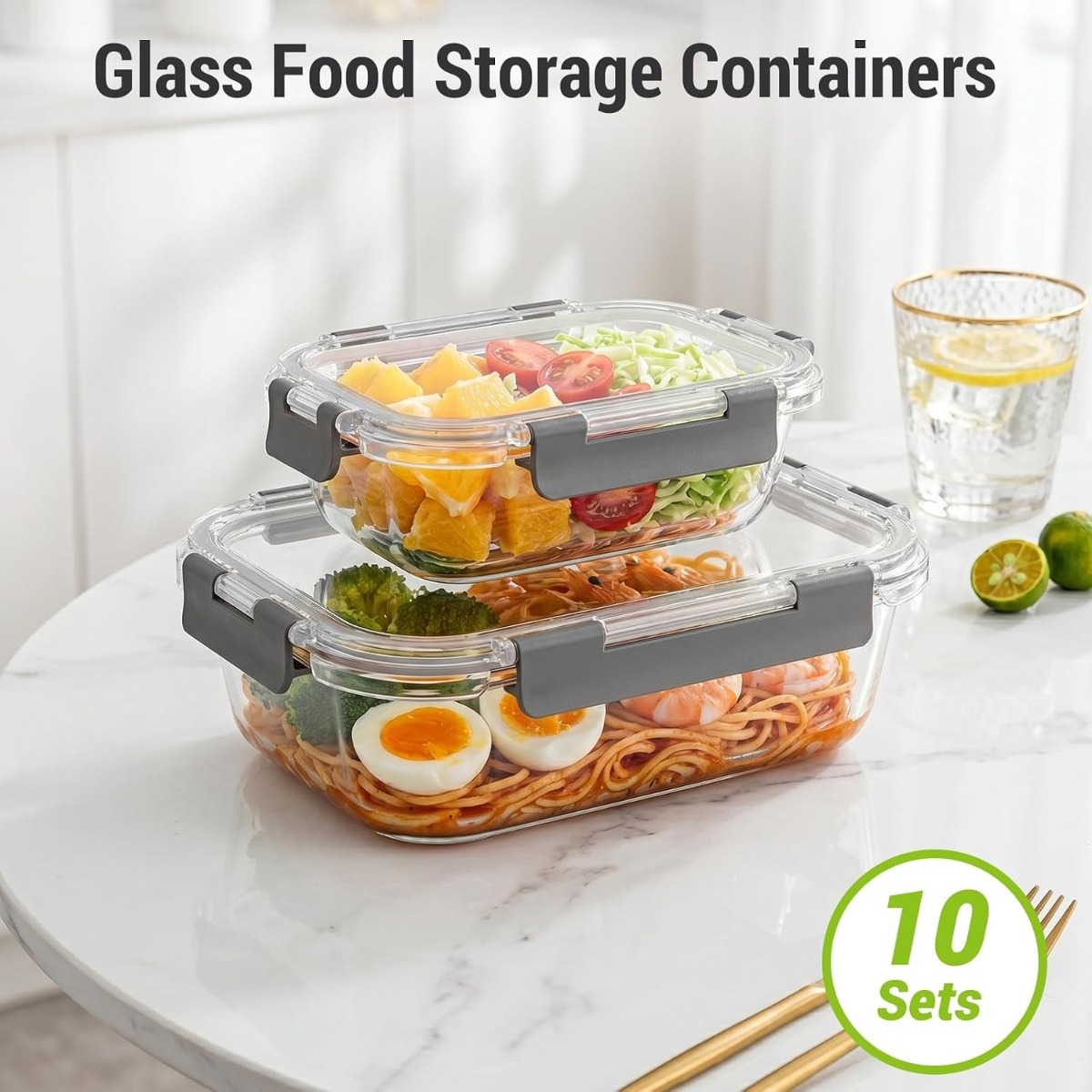 10 комплектов стеклянных конте – обзор и цена Meal Prep Glass Containers Oven Safe